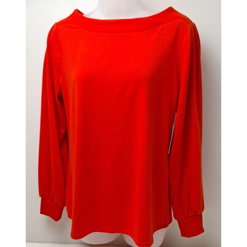 NWT! Croft & Barrow Muted Red Long Sleeve Boat Neck Soft Knit Top-Women's S-READ